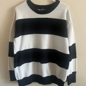 Wild Fable Black and White Striped Crewneck Sweater